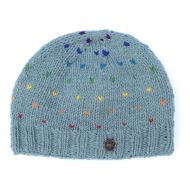 Pure Wool Rainbow tick beanie - Silk Grey