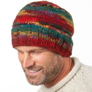 Pure Wool Electric Stripe Beanie - Red