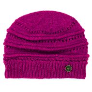 Lace Ridge Beanie - pure wool - fleece lined - berry