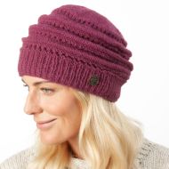 Lace Ridge Beanie - pure wool - fleece lined - berry