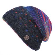 Pure Wool Hand knit - solar tick baggy beanie - charcoal