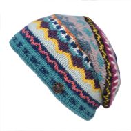 Pure Wool Hand knit - Kaleidoscope - Baggy Beanie - Aurora