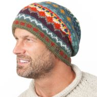 Pure Wool Hand knit - Kaleidoscope - Baggy Beanie - Meteor