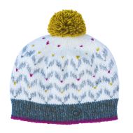 Pure Wool Sherpa Fleece - Chevron Wings Bobble Hat - White