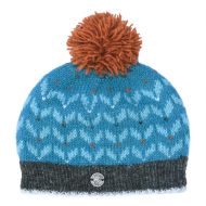 Pure Wool Sherpa Fleece - Chevron Wings Bobble Hat - Seagrass