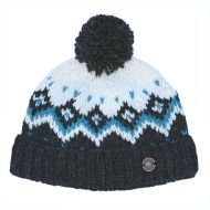 Pure Wool Hand knit - Turn Up Diamonds Bobble Hat - Lagoon