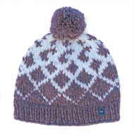 Pure Wool Hand knit - Graduated Diamond Bobble Hat - Pale Heather