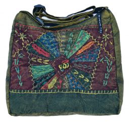 Large Embroidered Cotton Bag - Green