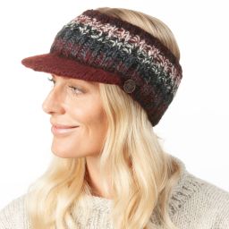 Pure Wool Hand Knitted - Peaked Headband - Brick