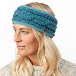 Pure Wool Fleece Lined - Cable Headband - Aqua