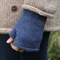 Fleece lined - Wristwarmers - heather mix -  blue