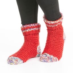 Handknit - Lounge socks - red/rainbow