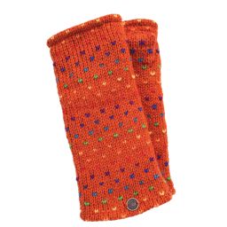 Fleece lined wristwarmer - rainbow tick - Ginger spice