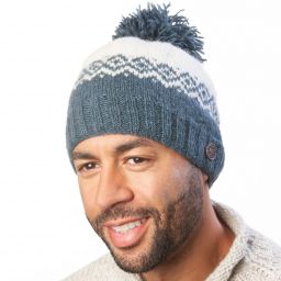 Naya Pure Wool - Dot Diamond bobble hat - White Graphite