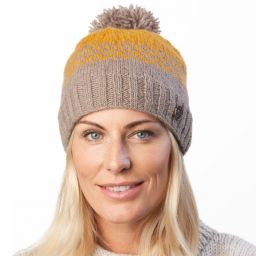 Naya Pure Wool - Dot Diamond bobble hat - honey taupe