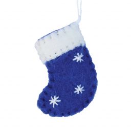 Hand made Felt - Mini Christmas Stocking Decoration - Blue