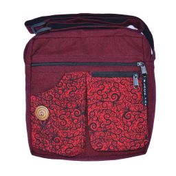 Medium Double Pocket Bag - Deep Red