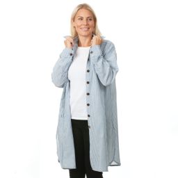 Full Buttoned - cotton oversized shirt - Blue