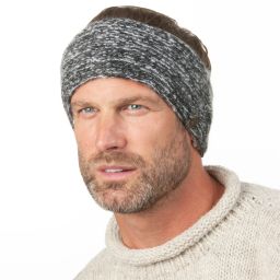 Pure Wool Sherpa Fleece Lining - Fine Wool Mix Headband - Black