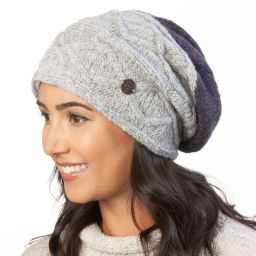 Pure Wool Fjord slouch hat - purple heather/pale grey