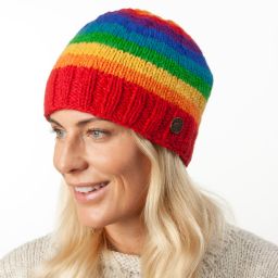 Pure Wool - Rainbow stripe - beanie