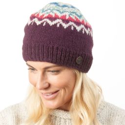 Pure Wool - Jewel Drop Beanie - Aubergine