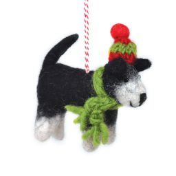 Handmade Christmas - Wool Felt Hanging Decoration - Terrier Dog