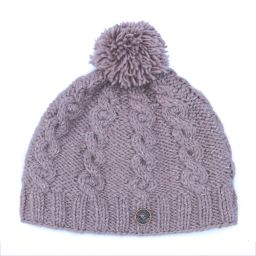 pure wool - sparkle cable bobble hat - haze