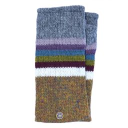 Pure wool - Heather Edge Stripe Wristwarmers - Gold Heather