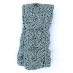 Fleece lined - sparkle crochet wristwarmer - silk grey