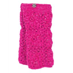 Fleece lined - sparkle crochet wristwarmer - bright pink