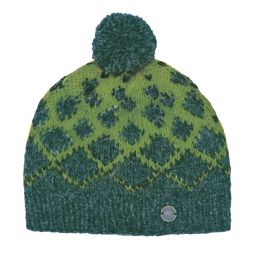 Pure Wool Hand knit - Graduated Diamond Bobble Hat - Green