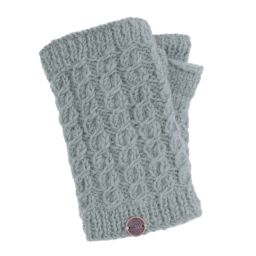 Pure wool - cable handwarmer - pale grey