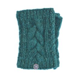 Pure wool - fleck cable handwarmer - emerald