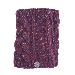 Pure wool - fleck cable handwarmer - aubergine