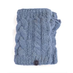 Pure wool - fleck cable handwarmer - pearl grey