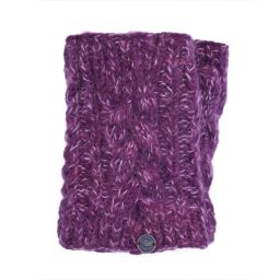 Pure wool - fleck cable handwarmer - deep berry