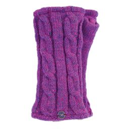 Fleece lined wristwarmer - cable - pink heather