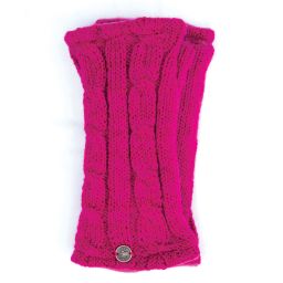 Fleece lined wristwarmer - cable - bright pink