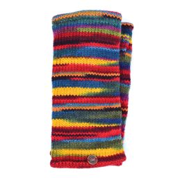 Pure wool - electric stripe wristwarmers - red