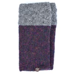 Hand knit pure wool - Fjord wristwarmer - Mid Grey Purple Heather