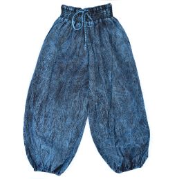 Stonewashed Wide - Harem Trousers - Teal