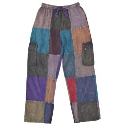 Multi Patchwork Cotton - Trousers - Brown Multi