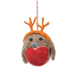 Handmade Christmas - Wool Felt Hanging Decoration - Rocking Robin