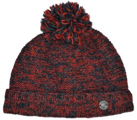 Two tone turn up - bobble hat - pure wool - dark spice/charcoal