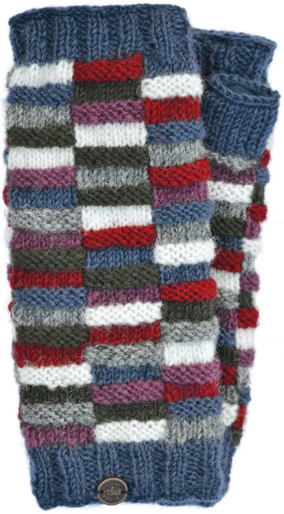 Pure wool - Block stripe wristwarmers - multi coloured