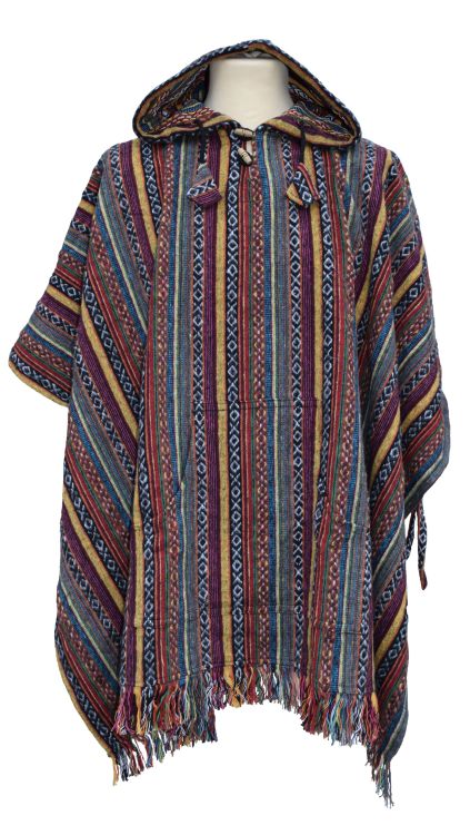 Short - brushed gheri cotton - poncho - multi