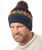 Pure wool Bobble Hat - Ridge Pattern - Blue/black