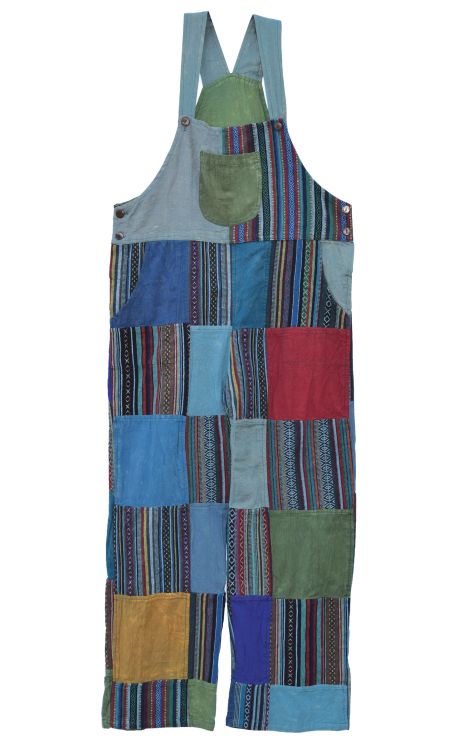 Stonewashed Gheri & Plain Patchwork Dungarees - Blues