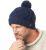 Pure Wool Celtic bobble hat - turn up - dark blue